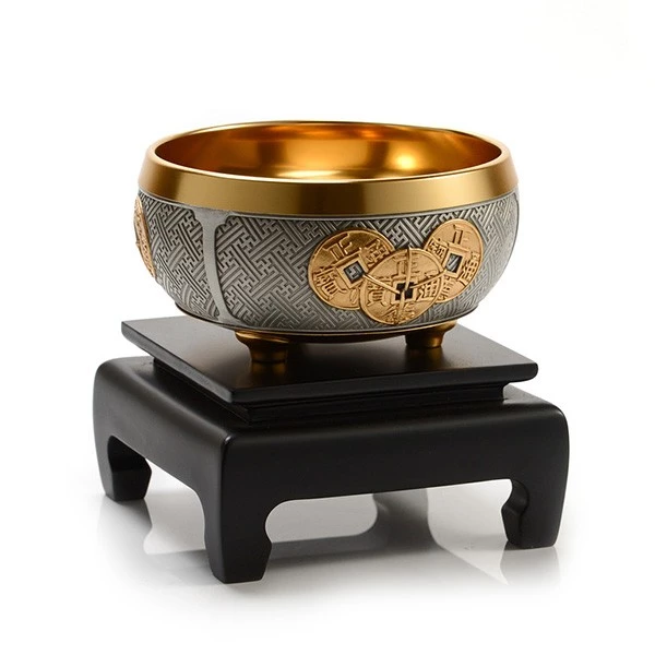 Gilt Lucky Coin Wealth Bowl - view 2