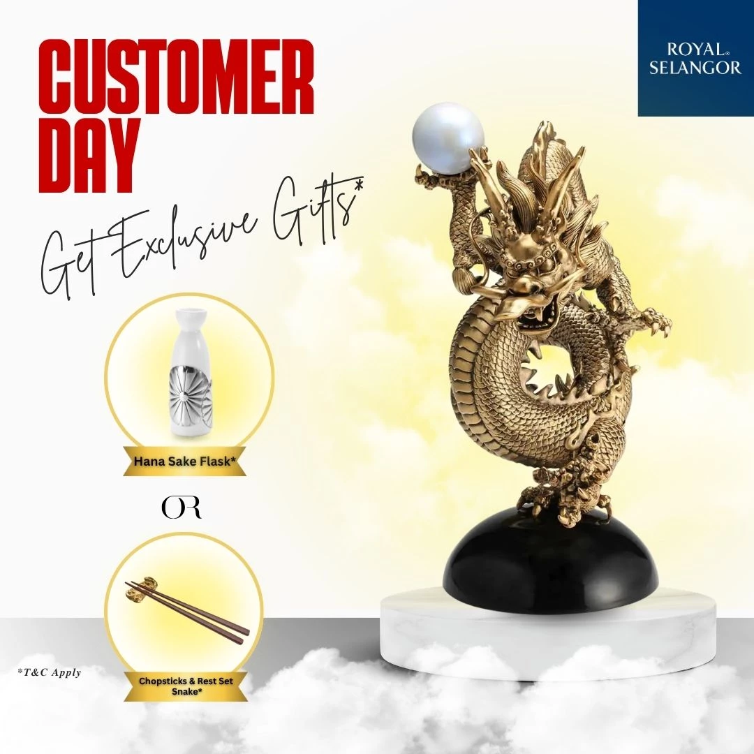Limited Edition Gilt Azure Dragon LG + FREE GIFT Clock Dragon/Chopsticks Year of The Snake | October Celebration - main view